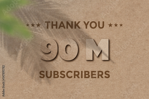 90 Million subscribers celebration greeting banner with Card Board Design