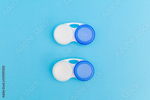 Eye lenses in a blue box on a blue background