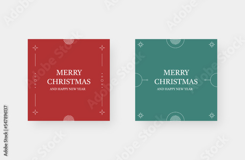 Merry Christmas and happy new year post. Trendy editable social media post template. Vector illustration.