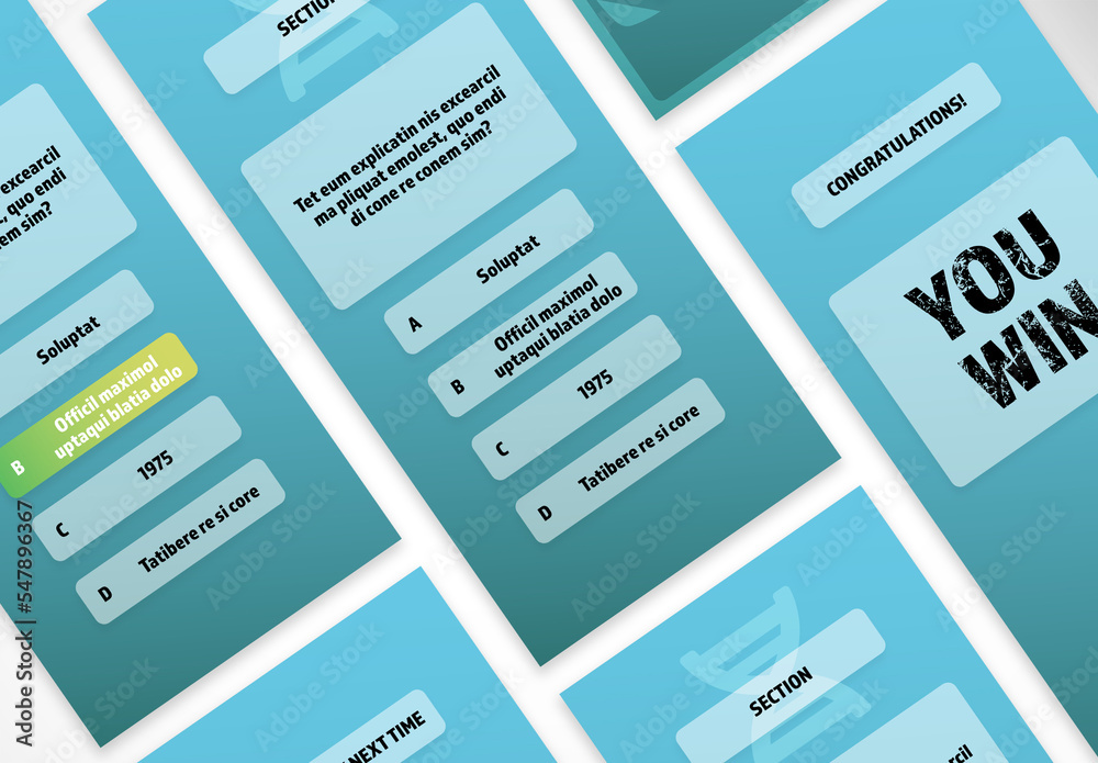 Quiz Mobile Application User Interface Layout Stock Template | Adobe Stock