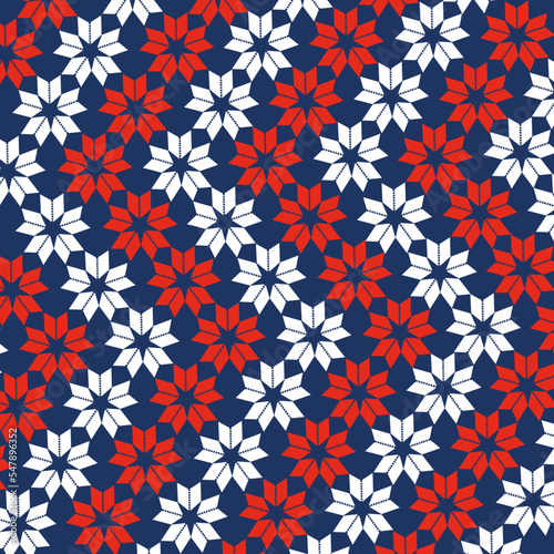 seamless pattern xmas blue, red and white