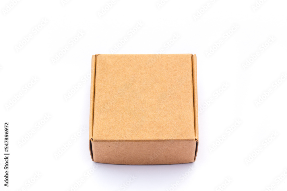 Brown cardboard box on white background special for gift. picture used design Brown cardboard box on white background special for gift. picture used design