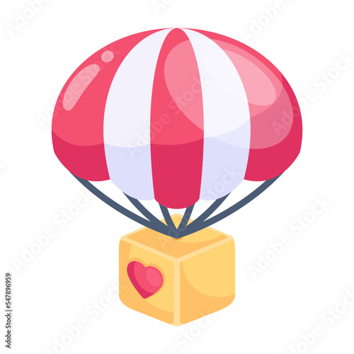 A modern 2d icon of parachute