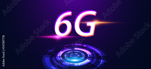 Abstract technology circle digital futuristic concept 6g sixth generation wireless communication technology network connection high speed internet communication on a modern background