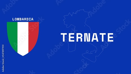 Ternate: Illustration mit dem Ortsnamen der italienischen Stadt Ternate in der Region Lombardia