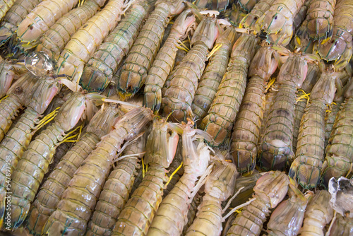 Fresh crayfish closeup in Thailand market.