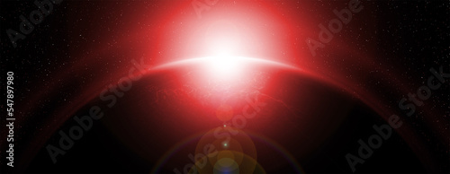 Planet orbiting a red dwarf star space background wallpaper photo
