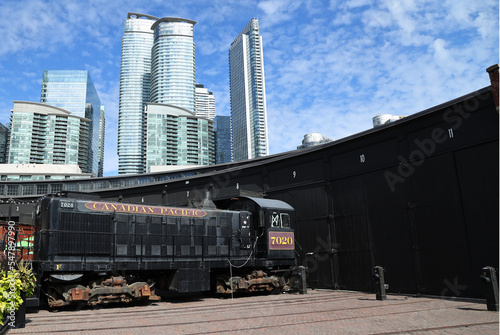 Antique locomotive on display at the Railway Museum in Toronto, Canada photo