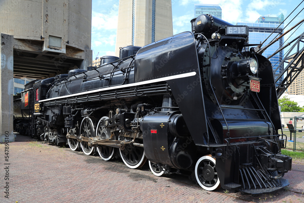 Antique locomotive on display at the Railway Museum in Toronto, Canada