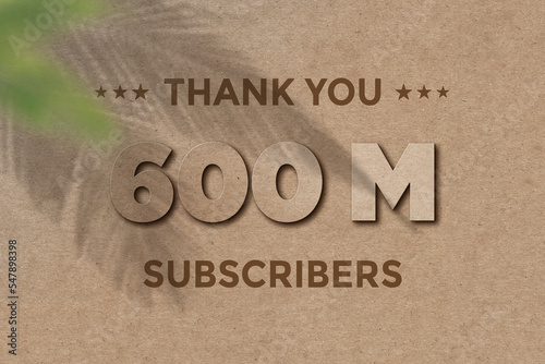 600 Million subscribers celebration greeting banner with Card Board Design