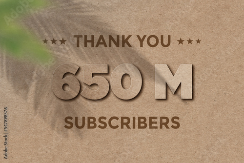 650 Million subscribers celebration greeting banner with Card Board Design