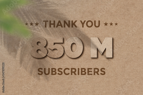 850 Million subscribers celebration greeting banner with Card Board Design