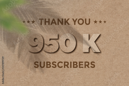 950 K subscribers celebration greeting banner with Card Board Design