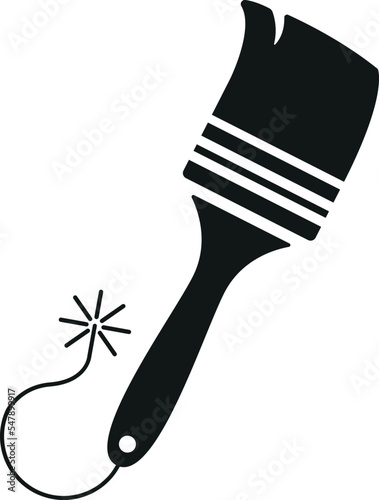 Paintbrush with a running fuse icon vector illustration