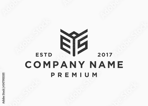 letter es with eagle logo design vector illustration template