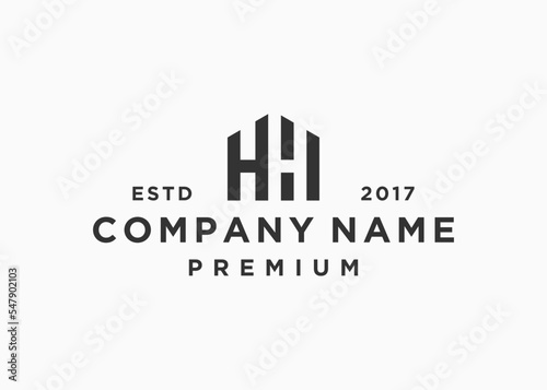 letter hh with house logo design vector illustration template