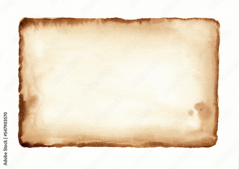 Old sheet. Hand made art painting with coffee on watercolor paper texture. Coffeedrawn collection. Raster Old sheet. Hand made art painting with coffee on watercolor paper texture. Coffeedrawn collection. Raster