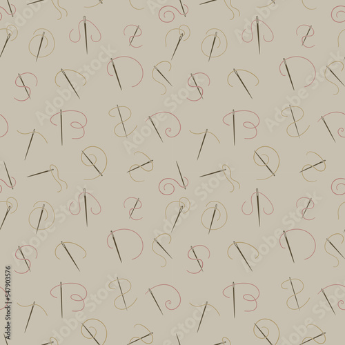 Needle vector pattern. Sewing and Fashion Industry seamless background