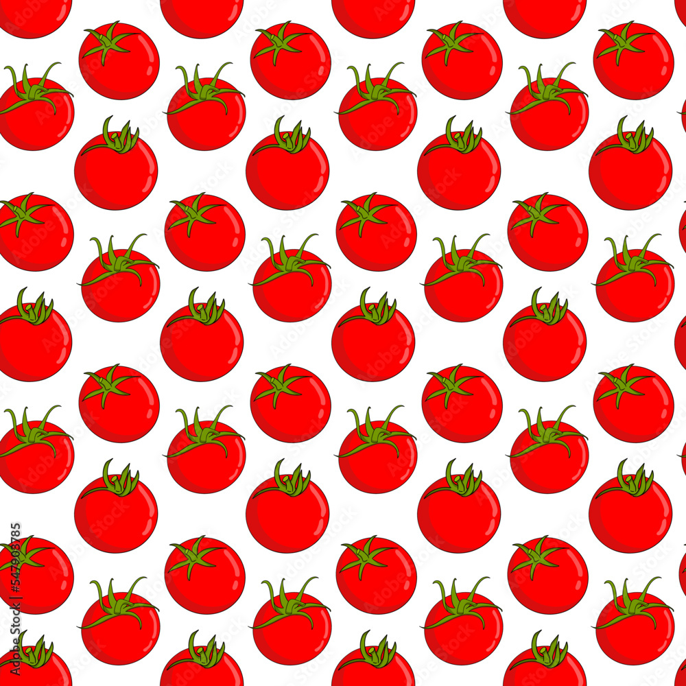 Red tomato seamless pattern. Vector pattern isolated on white background. Realism vegetable. Red tomato seamless pattern. Vector pattern isolated on white background. Realism vegetable.