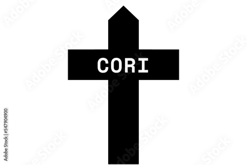 Foto Cori: Illustration eines schwarzen Kreuzes mit dem Vornamen Cori