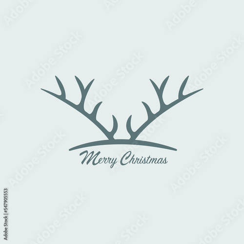 Deer antlers icon and christmas lettering