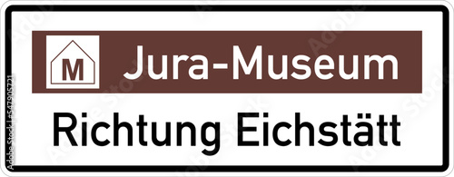 Tourist attraction point name with the town or city name. Tourist attraction signs, Tourist Information Signs, Road signs that provide tourist information are normally in dark brown.