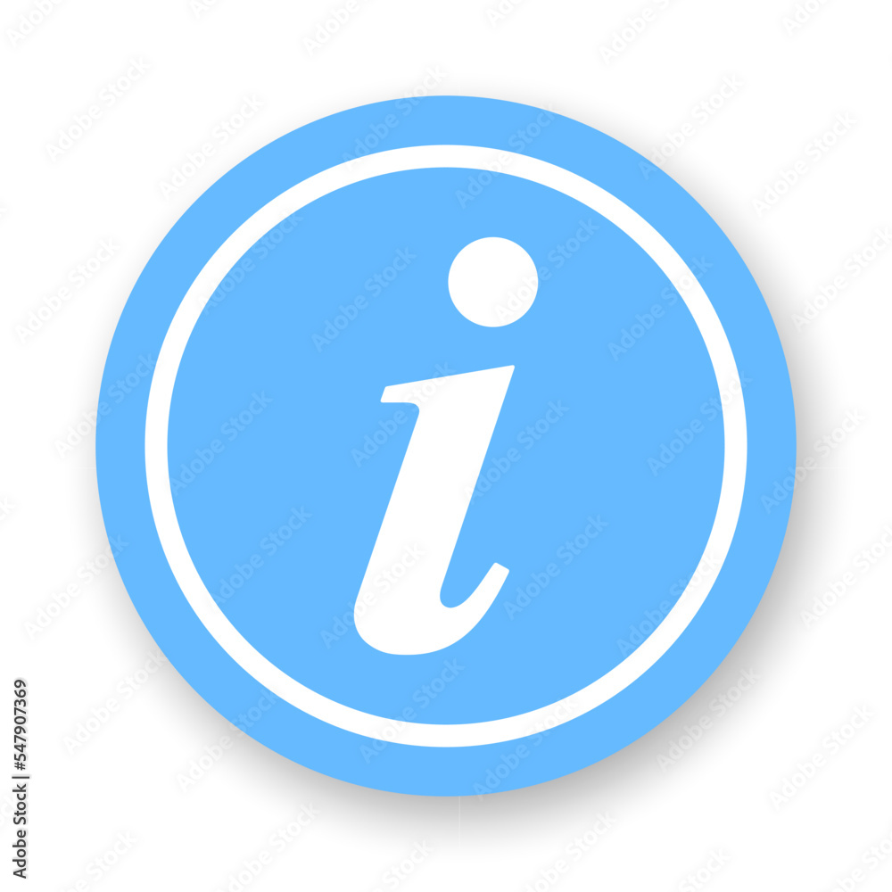 Information round icon. White sign on blue background. Best for polygraphy, mobile apps and web design. Information round icon. White sign on blue background. Best for polygraphy, mobile apps and web design.