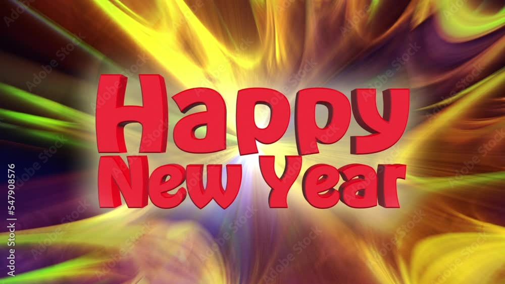 2023 Happy New Year Colorful 3D Animation with Smoke