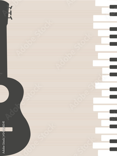 Guitar and piano vector. Instrument themed background.