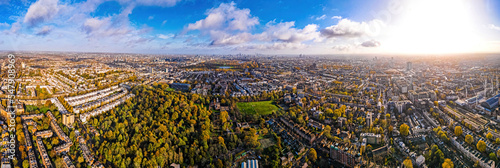 Aerial view of West Kensigton and Hyde park in London in autumn, England © Alexey Fedorenko