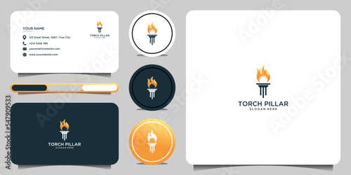 Torch pillar graphic illustration and business card