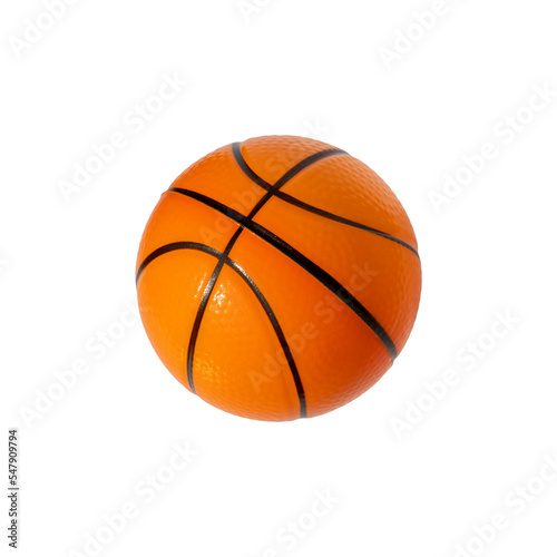 Single small orange basketball ball.