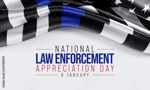 Law enforcement appreciation day (LEAD) is observed every year on January 9, to thank and show support to our local law enforcement officers who protect and serve. 3D Rendering