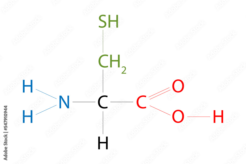 The structure of Cysteine. Cysteine is an amino acid that has a thiol side chain. The structure of Cysteine. Cysteine is an amino acid that has a thiol side chain.