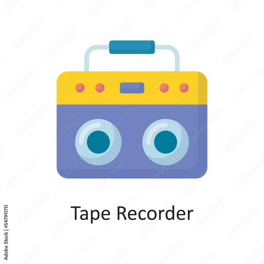 Tape Recorder Vector Flat Icon Design illustration. Housekeeping Symbol on White background EPS 10 File Tape Recorder Vector Flat Icon Design illustration. Housekeeping Symbol on White background EPS 10 File
