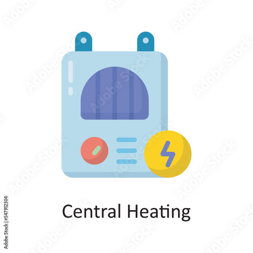 Central Heating Vector Flat Icon Design illustration. Housekeeping Symbol on White background EPS 10 File