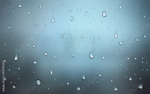 Realistic vector illustration of water drops on window Fototapet