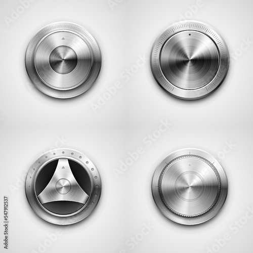 High detailed vector illustration of metallic knobs.