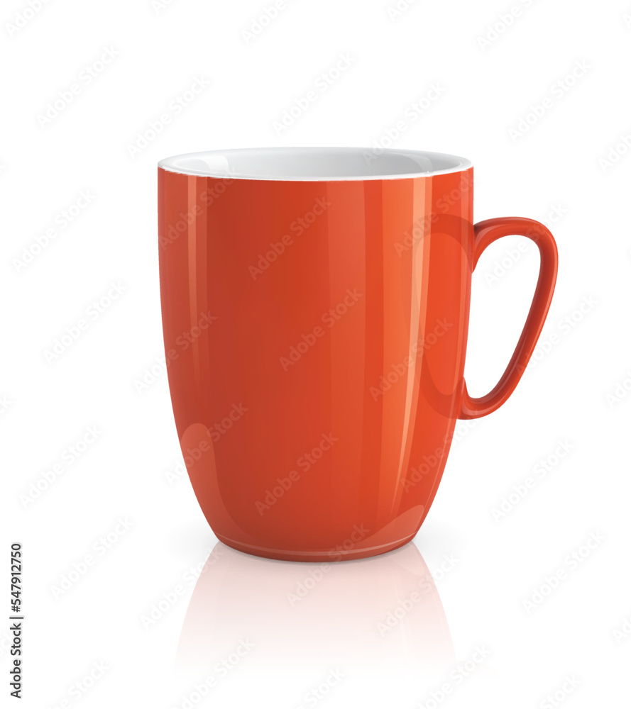 High detailed vector illustration of red cup isolated on white background High detailed vector illustration of red cup isolated on white background