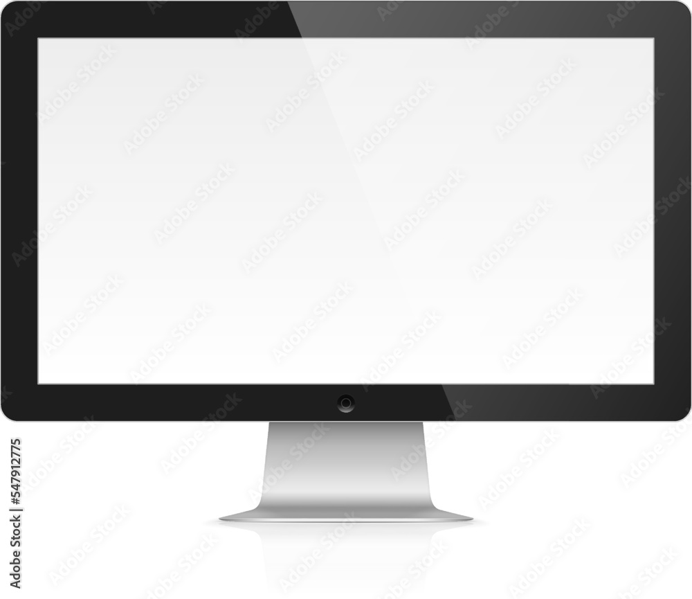 Realistic vector illustration of computer monitor with blank screen isolated on white background. Realistic vector illustration of computer monitor with blank screen isolated on white background.