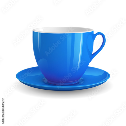 High detailed vector illustration of blue cup isolated on white background