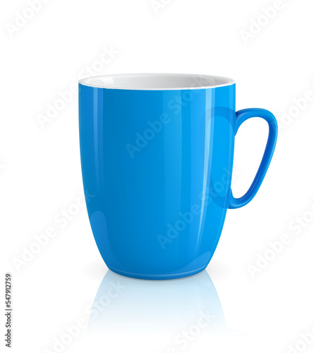 High detailed vector illustration of blue cup isolated on white background
