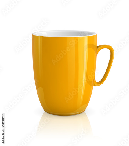 High detailed vector illustration of yellow cup isolated on white background