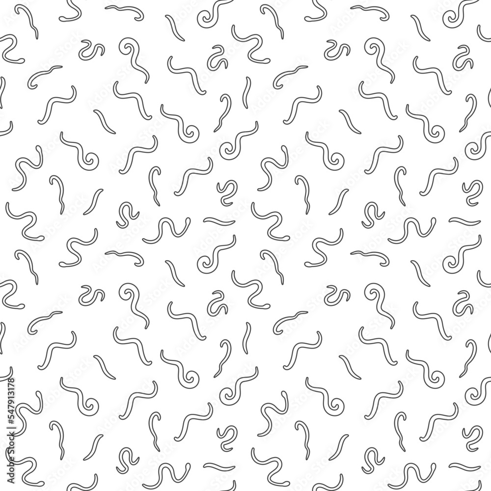 Ascarids Seamless Pattern - Parasitic Roundworms vector Helminth line background