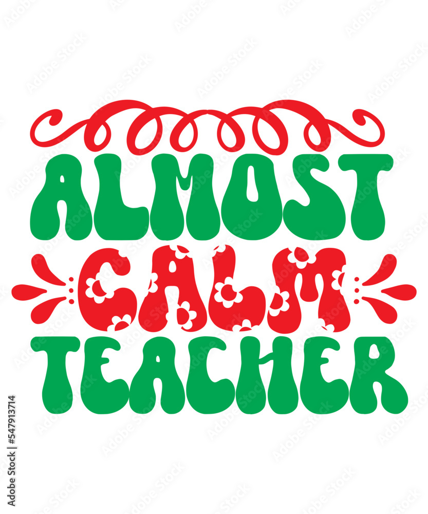 Fototapeta premium Retro Teacher SVG Bundle Teacher svg, Teacher Life svg, Teacher Retro svg, Retro Wavy Text svg, Teacher Quotes svg, Teacher PNG, DXF,Teacher svg, Teacher retro shirt, Smiley Face svg, Back to School s