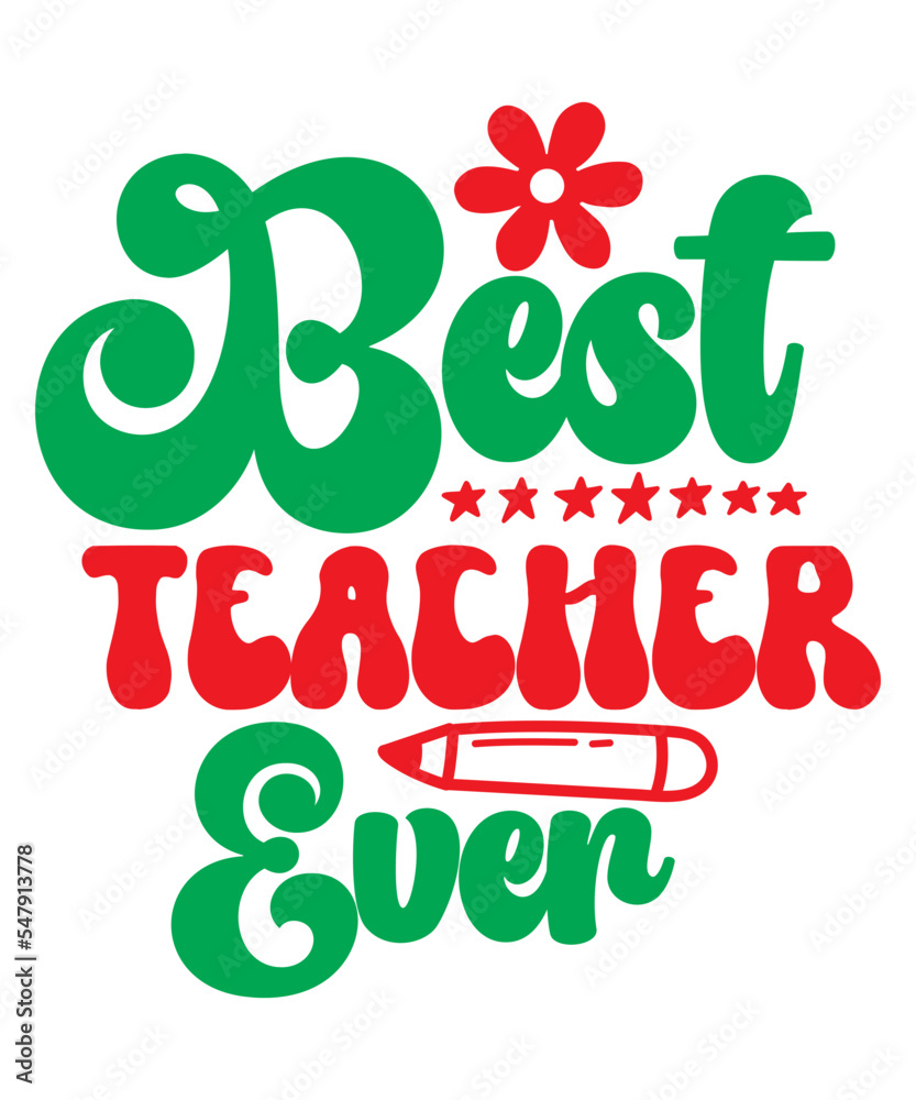 Fototapeta premium Retro Teacher SVG Bundle Teacher svg, Teacher Life svg, Teacher Retro svg, Retro Wavy Text svg, Teacher Quotes svg, Teacher PNG, DXF,Teacher svg, Teacher retro shirt, Smiley Face svg, Back to School s