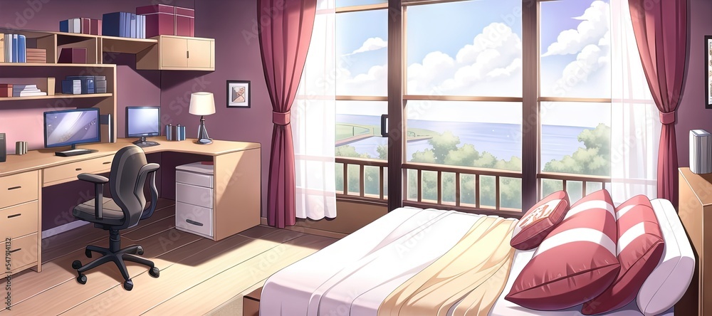 Premium Photo | Chill green bedroom anime style-demhanvico.com.vn