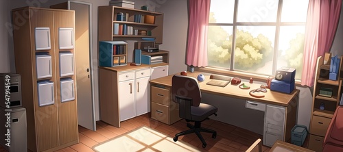 Anime Room. AI generated art illustration.	
 #547914549