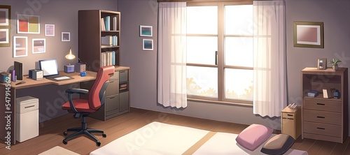 Anime Room. AI generated art illustration.	
 #547914569