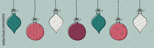 Design of hanging Christmas balls. Vector